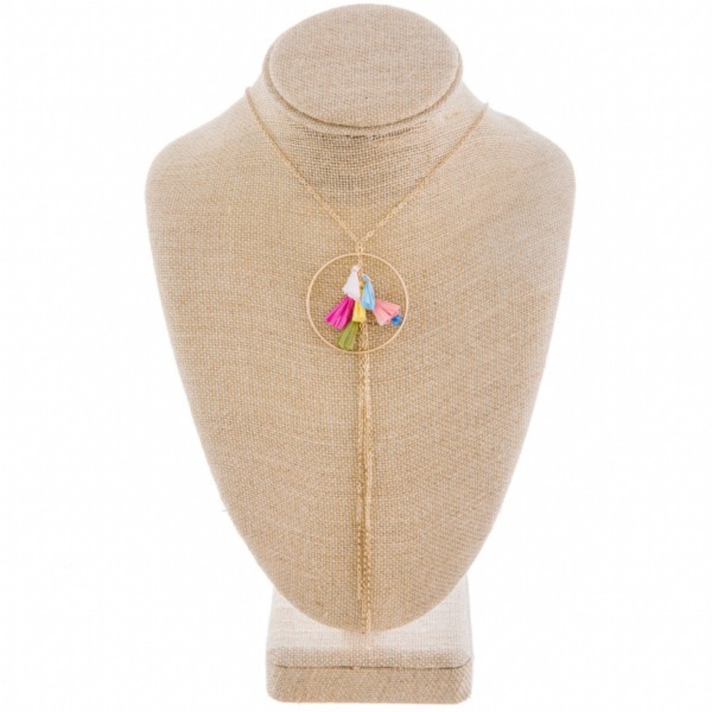 Multi tassel Y necklace